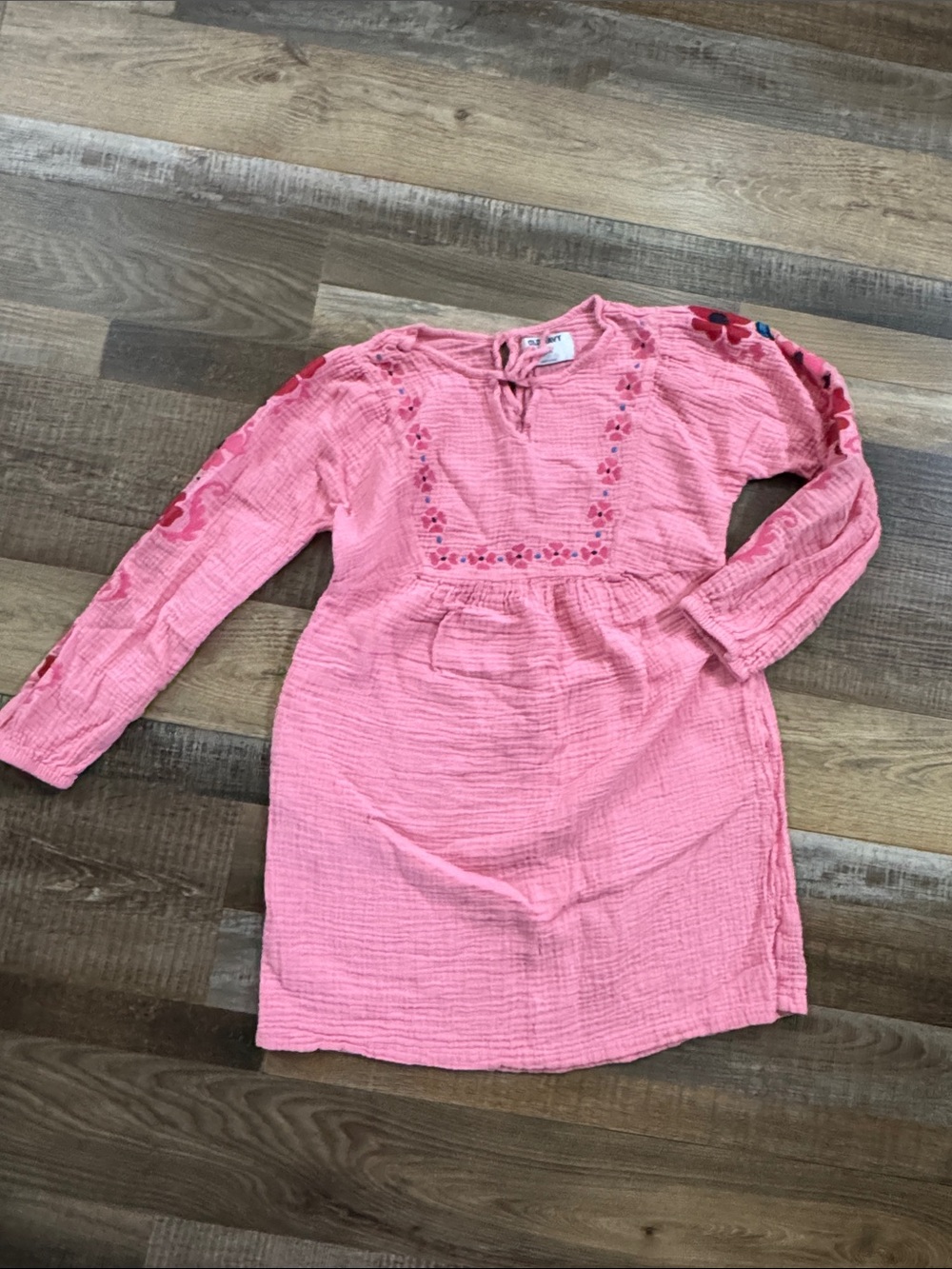 Old Navy Pink Long-Sleeve Embroidered Girls' Dress